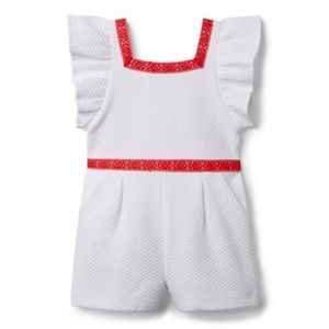 LACE TRIM QUILTED JACQUARD ROMPER BY JANIE AND JACK